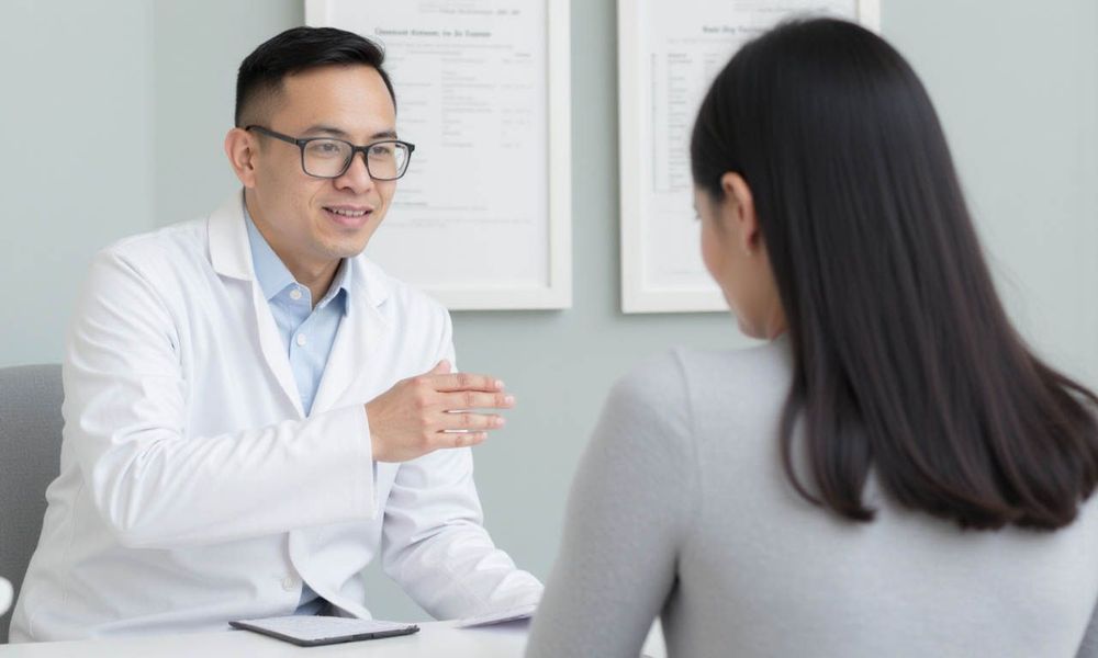 Khi bị trễ kinh, chị em nên đến gặp bác sĩ để được khám và chẩn đoán chính xác nguyên nhân. 